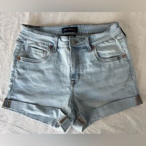 Aeropostale Light Blue High Rise Midi Cuffed Denim Shorts